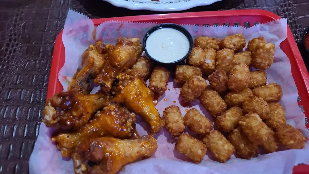 Honey Garlic Chicken Wings with Tater Tots
